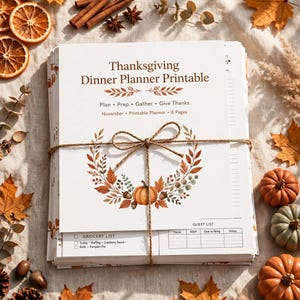 Thanksgiving Dinner Planner Printable, Holiday Menu Planner with Grocery List, Seating Chart & Budget Tracker, Friendsgiving Organizer image 8