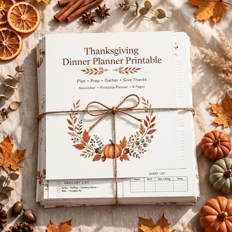 Thanksgiving Dinner Planner Printable, Holiday Menu Planner with Grocery List, Seating Chart & Budget Tracker, Friendsgiving Organizer image 8