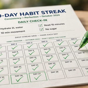 30-Day Habit Reset Tracker Printable, Daily Check-In Pages, Streak Tracker, Weekly Reflection, Self-Compassion Journal PDF image 5
