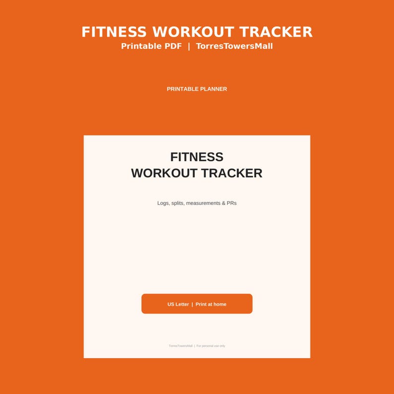Fitness Workout Tracker Printable, Gym Log with Weekly Split Planner, Measurements and Personal Records Log, Strength Training Log PDF image 1
