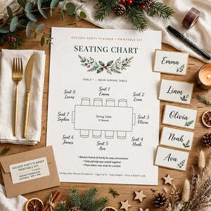 Holiday Party Planner Printable, Friendsgiving and Christmas Party Planning Kit with Guest List, Menu and Seating Chart image 4