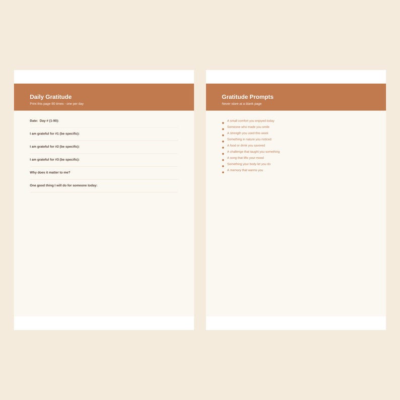 90-Day Gratitude Journal Printable, Daily Gratitude Pages, Weekly Reflection, Gratitude Prompts, Mindfulness Journal PDF image 2