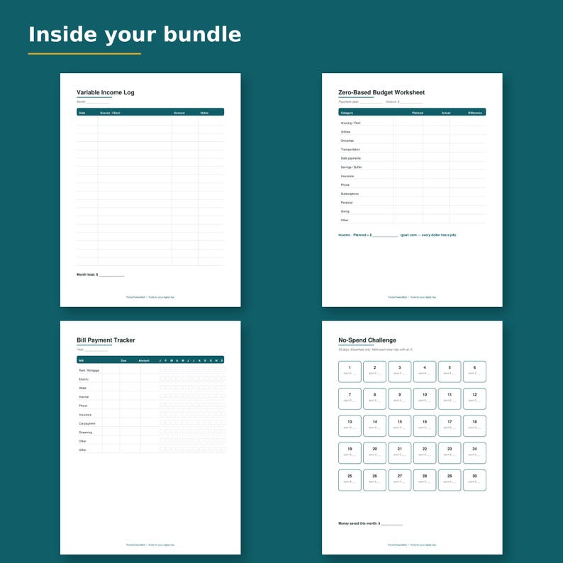 Irregular Income Budget Planner Printable, Paycheck Budget for Freelancers, Budget Binder with Bill Tracker and Debt Payoff, PDF image 2