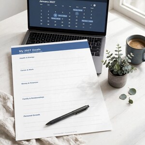 Monatsplaner 2027 zum Ausdrucken – Kalender-Organizer 2027 mit Monatsübersichten, Zielseiten, Gewohnheitstracker und Notizen, minimalistischer PDF-Planer Bild 3