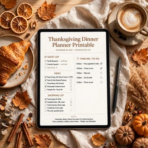 Thanksgiving Dinner Planner Printable, Holiday Menu Planner with Grocery List, Seating Chart & Budget Tracker, Friendsgiving Organizer image 9