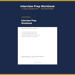 Interview Prep Workbook Printable, Job Interview Preparation Guide with STAR Method Worksheets, 20 Questions and Thank You Emails, PDF image 1