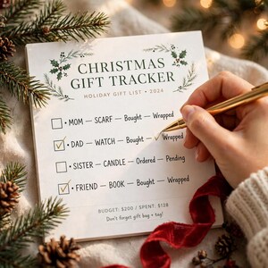 Printbare bundel met kerstplanner voor 2026 - Cadeauplanner, budgetplanner voor de feestdagen, menu- en bakplanner voor het avondeten, kerstkalenders afbeelding 4