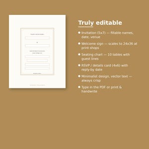 Editable Wedding Invitation Suite Printable, Minimalist Wedding Template Bundle with Welcome Sign, Seating Chart and RSVP Card, PDF image 4