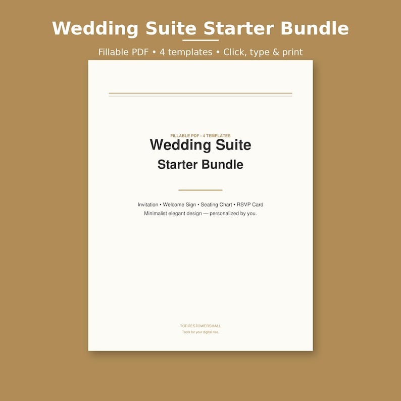 Editable Wedding Invitation Suite Printable, Minimalist Wedding Template Bundle with Welcome Sign, Seating Chart and RSVP Card, PDF image 1