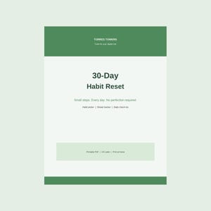 30-Day Habit Reset Tracker Printable, Daily Check-In Pages, Streak Tracker, Weekly Reflection, Self-Compassion Journal PDF image 1