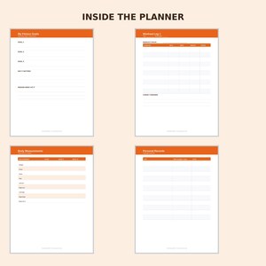 Fitness Workout Tracker Printable, Gym Log with Weekly Split Planner, Measurements and Personal Records Log, Strength Training Log PDF image 2