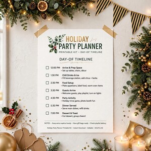 Holiday Party Planner Printable, Friendsgiving and Christmas Party Planning Kit with Guest List, Menu and Seating Chart image 6