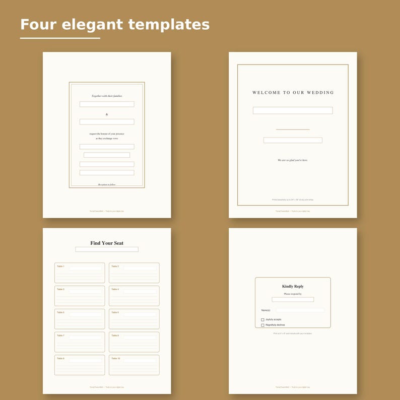 Editable Wedding Invitation Suite Printable, Minimalist Wedding Template Bundle with Welcome Sign, Seating Chart and RSVP Card, PDF image 2