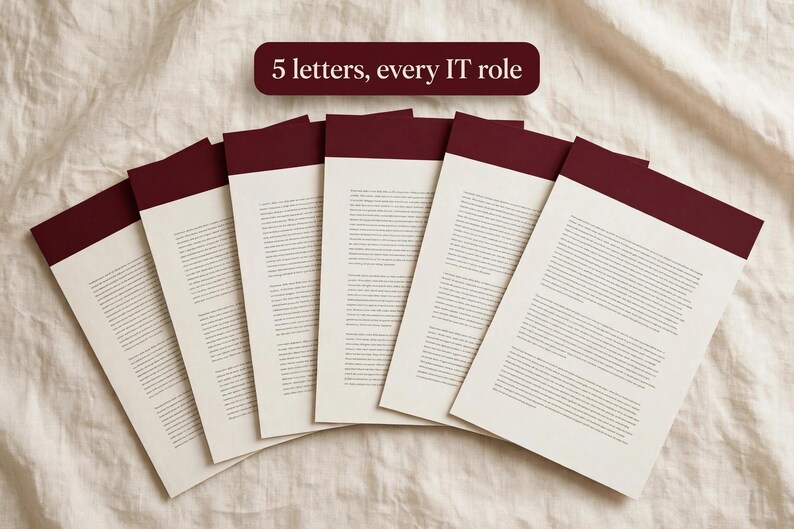 IT Cover Letter Template Pack | 5 Tech Cover Letters ATS Friendly | Editable Word & Google Docs | Cover Letter Examples image 1