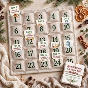 Advent Activity Cards for Kids Printable, 25 Day Christmas Countdown Cards, Family Advent Calendar Activities image 4
