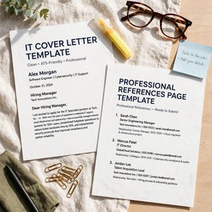IT Cover Letter Template, Tech Cover Letter Example Pack with Professional References Page Template, Job Application Kit image 2