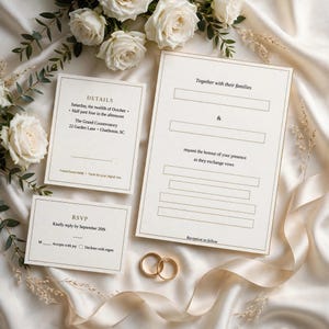 Editable Wedding Invitation Suite Printable, Minimalist Wedding Template Bundle with Welcome Sign, Seating Chart and RSVP Card, PDF image 3