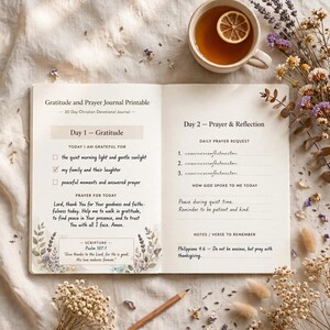 Gratitude and Prayer Journal Printable, 30 Day Christian Devotional Journal with Prayer Requests and Answered Prayers Tracker image 10