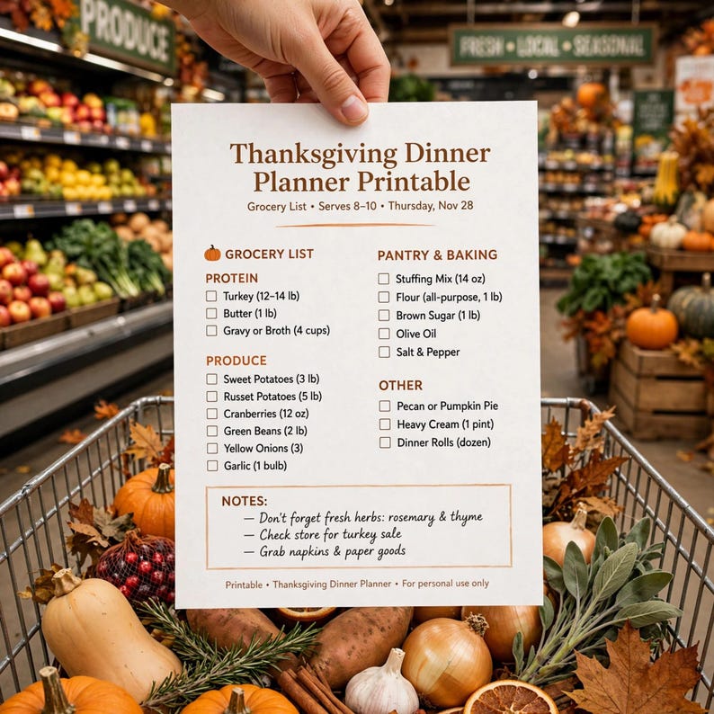 Thanksgiving Dinner Planner Printable, Holiday Menu Planner with Grocery List, Seating Chart & Budget Tracker, Friendsgiving Organizer image 3