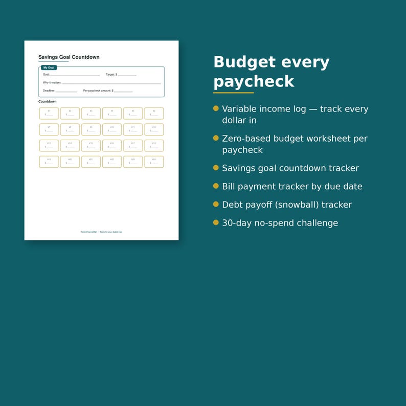 Irregular Income Budget Planner Printable, Paycheck Budget for Freelancers, Budget Binder with Bill Tracker and Debt Payoff, PDF image 4