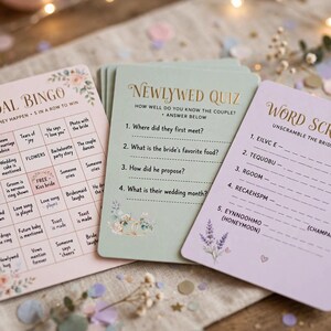 Bridal Shower Games Bundle Printable, 12 Wedding Shower Games with Answer Key, Bingo Quiz Scattergories Mad Libs for Guests image 5