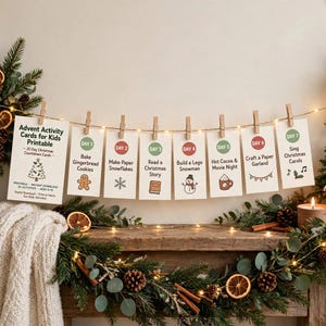 Advent Activity Cards for Kids Printable, 25 Day Christmas Countdown Cards, Family Advent Calendar Activities image 6