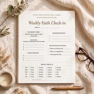 Gratitude and Prayer Journal Printable, 30 Day Christian Devotional Journal with Prayer Requests and Answered Prayers Tracker image 7