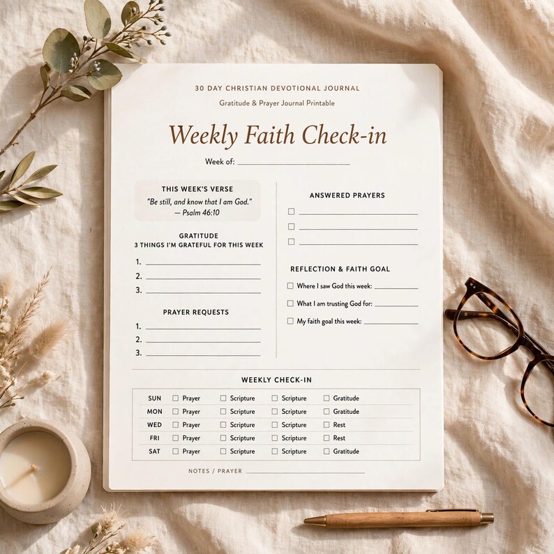 Gratitude and Prayer Journal Printable, 30 Day Christian Devotional Journal with Prayer Requests and Answered Prayers Tracker image 7