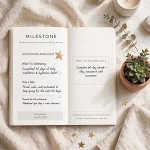 2027 Wellness Reset Journal Printable, 90 Day Habit Tracker with Sleep Water Mood Logs, Weekly Review and Wellness Planner image 6