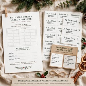 Christmas Card Address Book Printable, Holiday Card List Organizer with Sent Received Tracker, Xmas Mailing List image 7