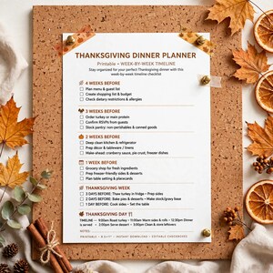Thanksgiving Dinner Planner Printable, Holiday Menu Planner with Grocery List, Seating Chart & Budget Tracker, Friendsgiving Organizer image 6
