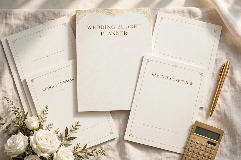 Wedding Budget Planner Printable, Wedding Budget Tracker with Vendor Comparison, Payment Tracker & Guest Estimator for Engaged Couples image 1