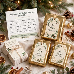 Christmas Gift Budget Tracker Printable, Holiday Gift List Planner with 40 Printable Gift Tags, Xmas Shopping Organizer image 5