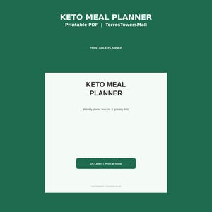 Pacchetto stampabile per la pianificazione dei pasti chetogenici, piano alimentare a basso contenuto di carboidrati con monitoraggio dei macronutrienti, lista della spesa e lista di controllo della dispensa, dieta chetogenica per principianti in formato PDF. immagine 1