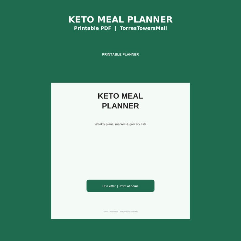Pacchetto stampabile per la pianificazione dei pasti chetogenici, piano alimentare a basso contenuto di carboidrati con monitoraggio dei macronutrienti, lista della spesa e lista di controllo della dispensa, dieta chetogenica per principianti in formato PDF. immagine 1