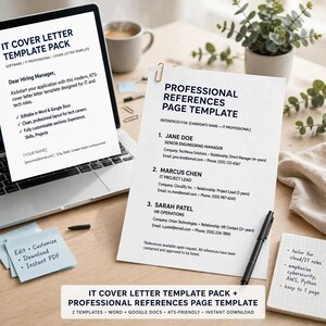 IT Cover Letter Template, Tech Cover Letter Example Pack with Professional References Page Template, Job Application Kit image 4
