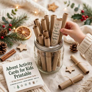 Advent Activity Cards for Kids Printable, 25 Day Christmas Countdown Cards, Family Advent Calendar Activities image 2