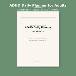 大人向けADHDデイリープランナー（印刷可能）、日付なしADHDオーガナイザー（ブレインダンプ、習慣トラッカー、モーニングルーティンページ付き）、PDF 画像 1