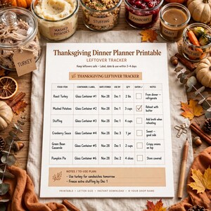 Thanksgiving Dinner Planner Printable, Holiday Menu Planner with Grocery List, Seating Chart & Budget Tracker, Friendsgiving Organizer image 10