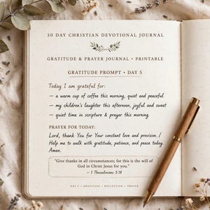 Gratitude and Prayer Journal Printable, 30 Day Christian Devotional Journal with Prayer Requests and Answered Prayers Tracker image 2