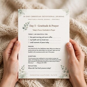Gratitude and Prayer Journal Printable, 30 Day Christian Devotional Journal with Prayer Requests and Answered Prayers Tracker image 6
