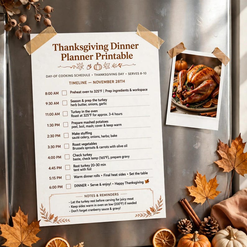 Thanksgiving Dinner Planner Printable, Holiday Menu Planner with Grocery List, Seating Chart & Budget Tracker, Friendsgiving Organizer image 7