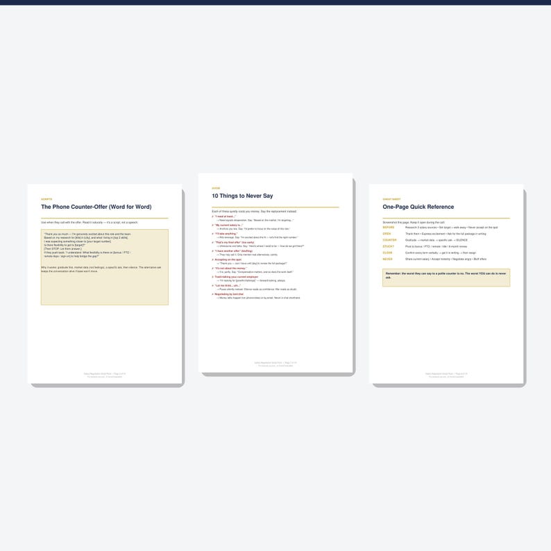 Salary Negotiation Scripts Printable, Counter Offer Email and Phone Scripts, What to Say When Negotiating Salary Guide, PDF image 2