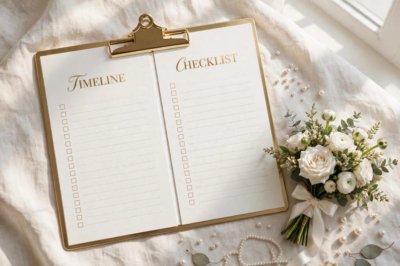 Wedding Day Timeline Planner Printable, Day Of Wedding Checklist, Vendor Contacts & Emergency Kit List for Brides, Day Of Coordinator image 1
