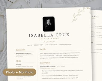 Wedding Planner Resume Template, Elegant Event Coordinator CV, Word & Google Docs