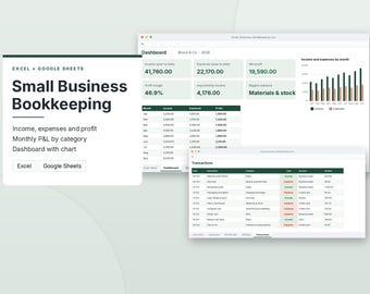 Foglio di calcolo per la contabilità delle piccole imprese, monitoraggio di entrate e uscite, conto economico, Excel
