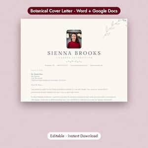 Botanical Cover Letter Template with References, Floral Design, Word & Google Docs