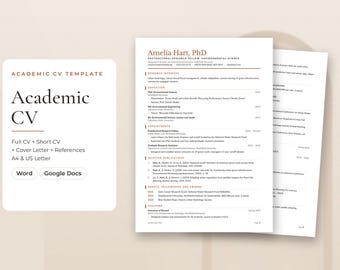 Vorlage für einen Lebenslauf für die Graduiertenschule, moderner akademischer Lebenslauf mit Publikationen, Word- und Google-Docs-Version