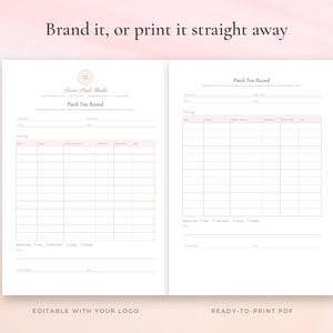Editable patch test record template for lash and brow artists, Word and Google Docs