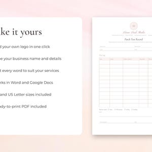 Editable patch test record template for lash and brow artists, Word and Google Docs